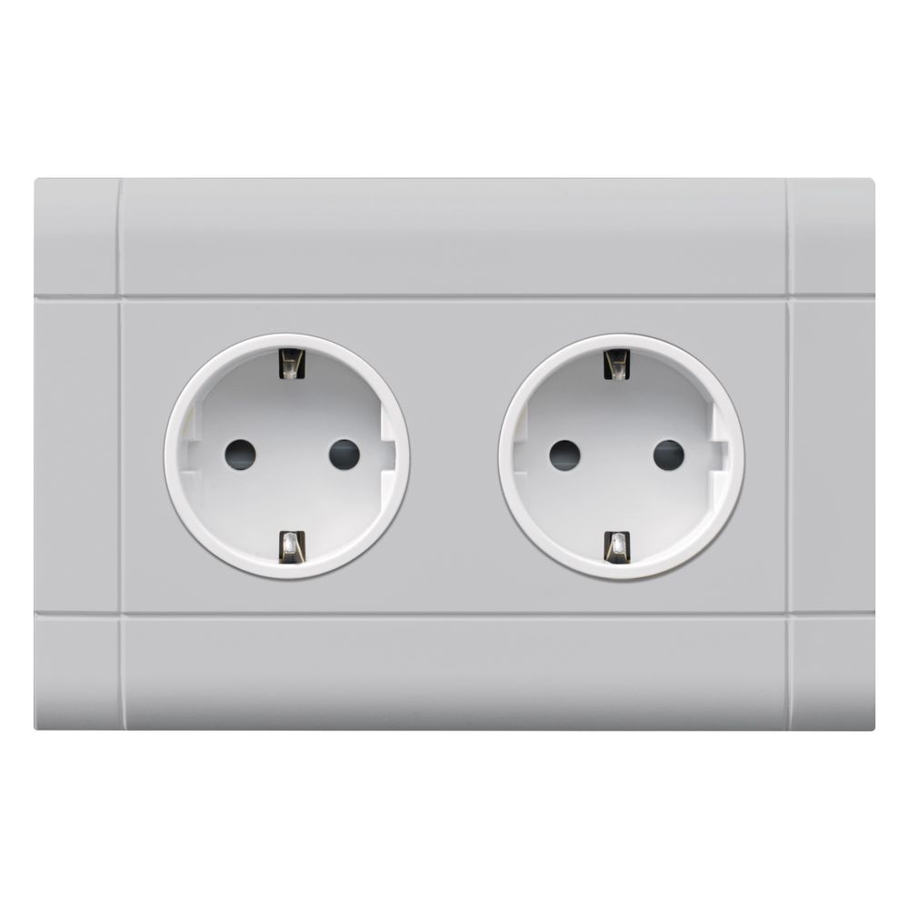 hager Blende 2-fach Steckdose zu Oberteil 80mm anreihbar halogenfrei lichtgrau... HAGER-GB080207035 4012740909617 (Abb. 3)