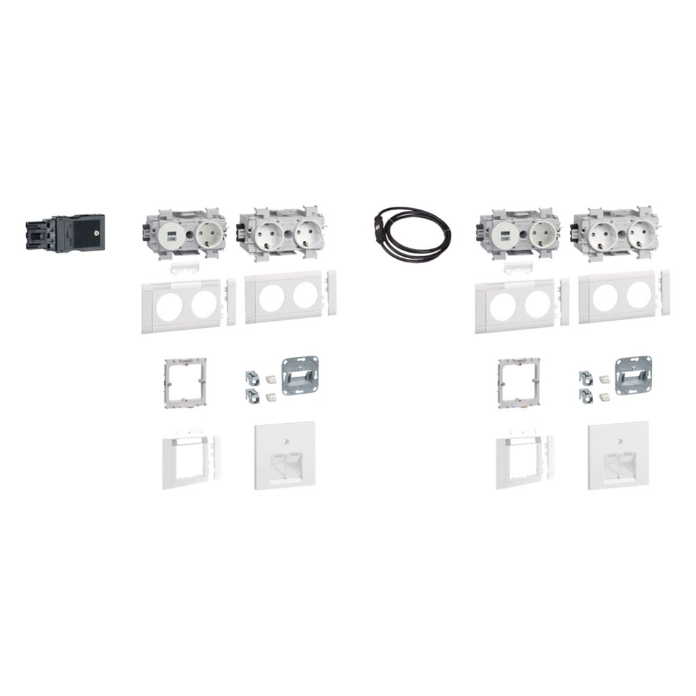 hager SET 2 Arbeitsplätze je 3 Std+USB-Charger 15W 2xRJ45 Cat.6A Frontrastend vw... HAGER-GAPSET2 4012740868334 (Abb. 1)
