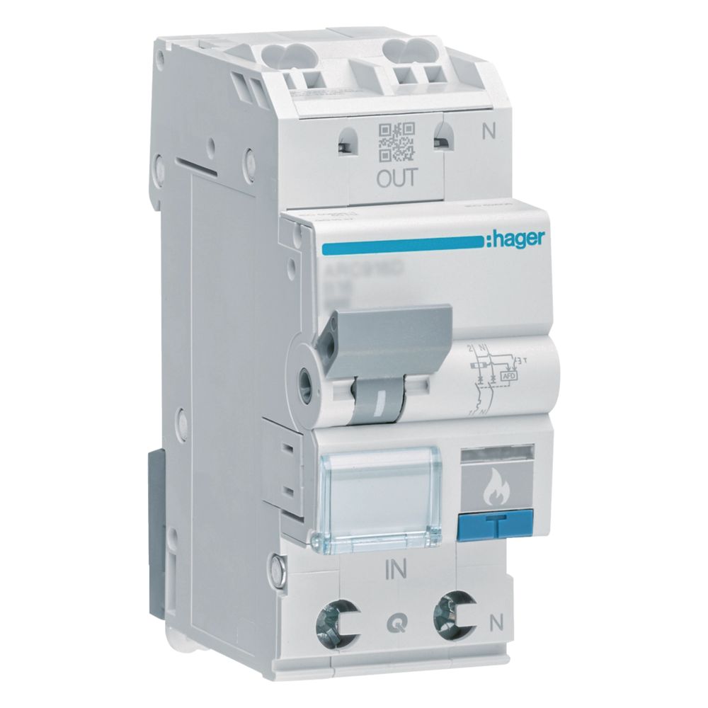 hager Fehlerlichtbogen-Schutzeinrichtung AFDD mit LS-Schalter 1P+N 6kA B-10A 2M... HAGER-ARC910D 3250611012658 (Abb. 1)