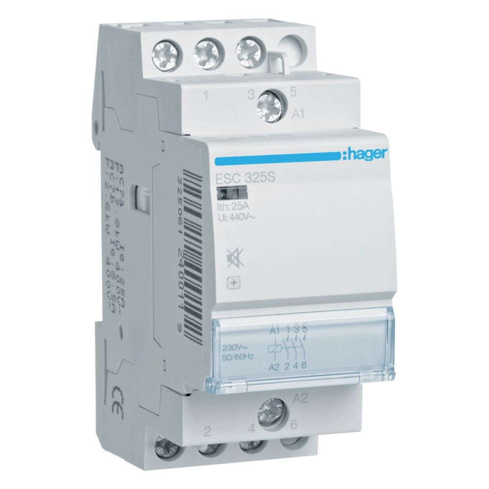 hager Installationsschütz brummfrei 25A 3 Schließer 230V... HAGER-ESC325S 3250612400102 (Abb. 1)