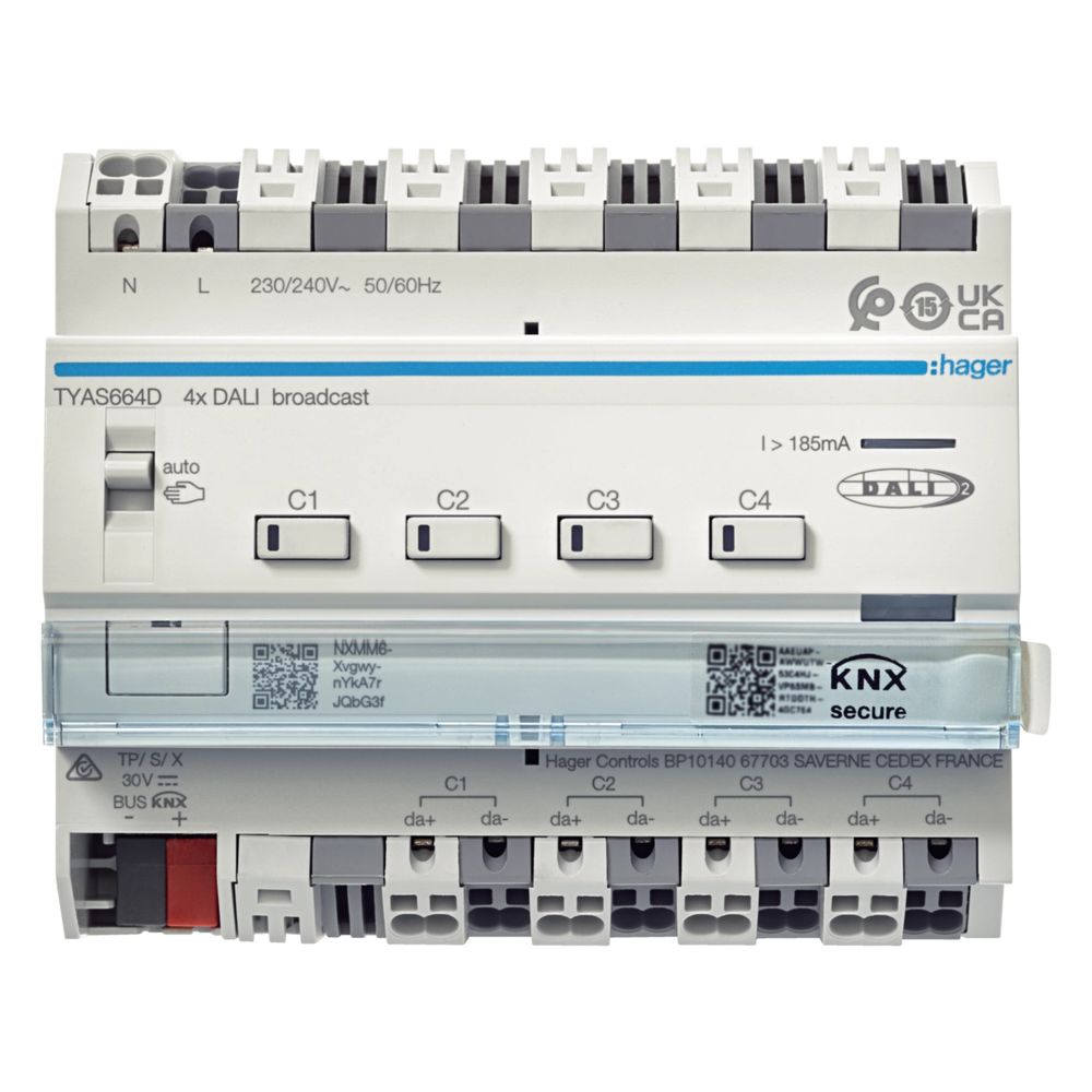 hager KNX/DALI 2 Aktor 4-fach, Broadcast, KNX Secure, easy, RGB(T)W... HAGER-TYAS664D 3250610050378 (Abb. 2)