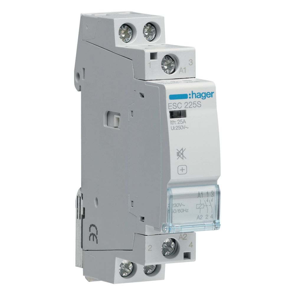 hager Brummfreies Schütz / Schaltschütz, Reiheneinbau, 25A, 2S, 230V AC... HAGER-ESC225S 3250612400034 (Abb. 1)