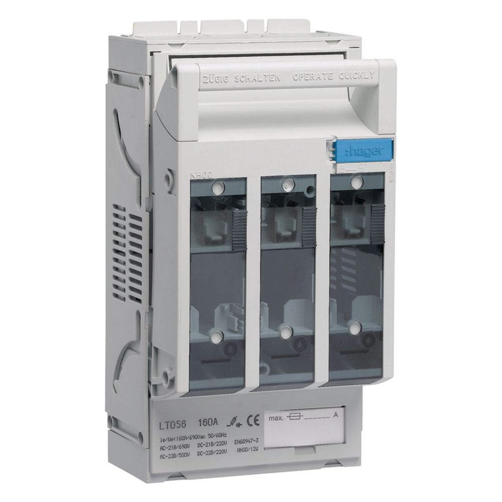 hager Sicherungslasttrennschalter / NH Lasttrennschalter, 3-polig NH00 3x160A SS 60mm... HAGER-LT056 3250614200564 (Abb. 1)