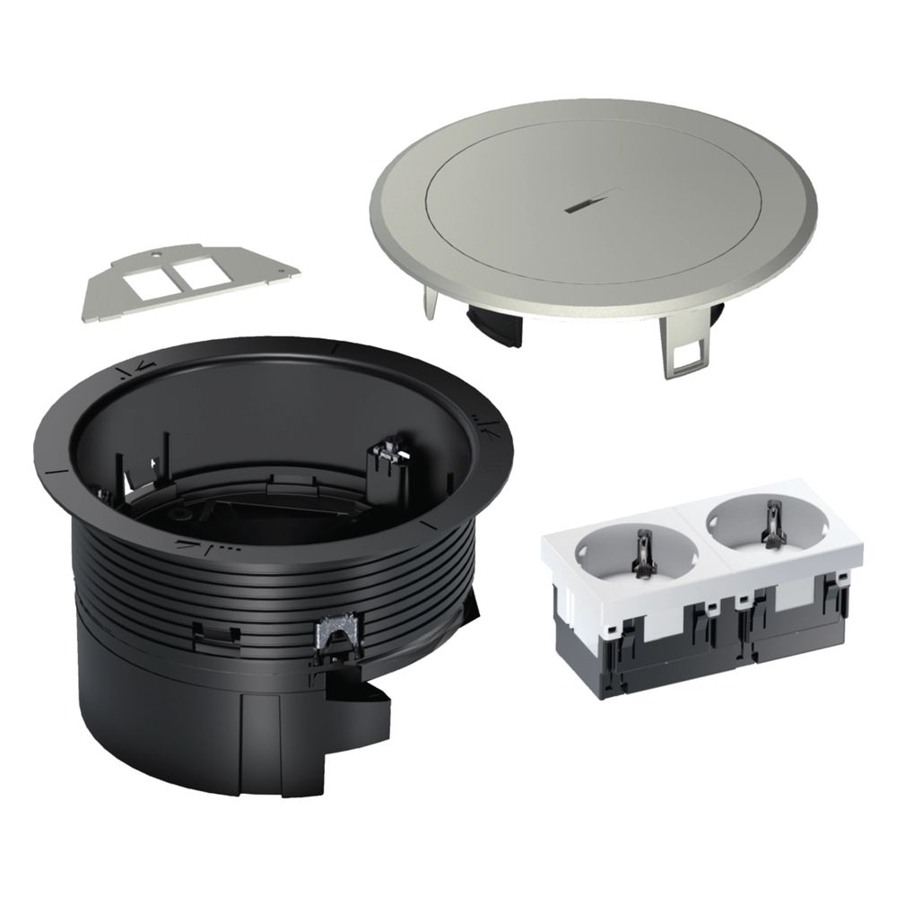 hager Installationsdose R02, 2x SCHUKO, Keystone Typ 01 2-f, Metall Tubus silber... HAGER-BSR02D02 4012740028660 (Abb. 2)
