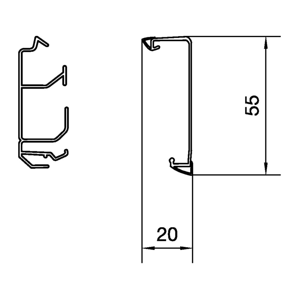 hager Sockelleistenkanal-Unterteil, PVC Recyclat 30%, SL 20x55mm, 2 Kammern, schwarz... HAGER-SL200551 4012740893893 (Abb. 3)