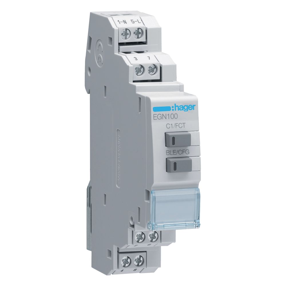 hager Digitale Multifunktions-Zeitschaltuhr für Hutschiene mit Bluetooth, 1-Kanal... HAGER-EGN100 3250617579902 (Abb. 1)