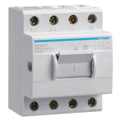 hager Ausschalter in Kompaktbauweise, 63A, 4-polig, 4 Schließer, 400V AC, 3,5PLE... HAGER-SH463N 3250615589958 (Abb. 1)