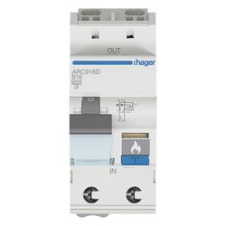 hager Fehlerlichtbogen-Schutzeinrichtung AFDD, mit LS-Schalter 1P+N 6kA B-16A 2M Typ A... HAGER-ARC916D 3250611012665 (Abb. 1)