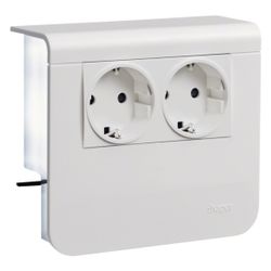 hager Geräteträger Steckdose 2-fach vorverdrahtet 20x55mm verkehrsweiß... HAGER-SL200559009016 4012740017626 (Abb. 1)