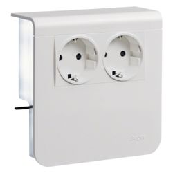 hager Geräteträger Steckdose 2-fach vorverdrahtet 20x80mm verkehrsweiß... HAGER-SL200809009016 4012740018074 (Abb. 1)