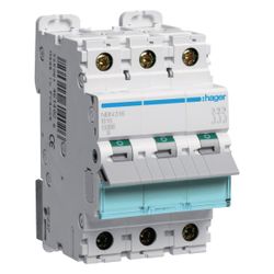 hager Leitungsschutzschalter, LS-Schalter 3 polig 10kA/15kA B-16A 3M... HAGER-NBN316 3250614614026 (Abb. 1)
