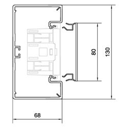 hager Brüstungskanal-Unterteil frontrastend hfr zu BRH 68x130mm, Oberteil 80mm, vw... HAGER-BRH6513019016 4012740007245 (Abb. 1)