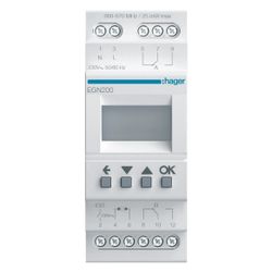 hager Digitale Multifunktions-Zeitschaltuhr für Hutschiene mit Bluetooth, 2-Kanal... HAGER-EGN200 3250617579919 (Abb. 1)