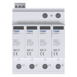 hager Überspannungsableiter Typ2 4P 40kA TT/TNS mit Defektanzeige + Fernmeldefunktion... HAGER-SPB415 3250615514905 (Abb. 1)