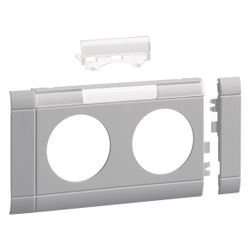 hager Blende 2-fach Steckdose zu Oberteil 80mm beschriftbar anreihbar hfr lichtgrau... HAGER-GB080217035 4012740909808 (Abb. 1)