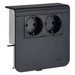 hager Geräteträger Steckdose 2-fach vorverdrahtet Steckklemmen zu SL 20x80mm schw... HAGER-SL200809009011 4012740895446 (Abb. 1)