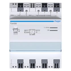 hager Spannungsversorgung 24 V DC 1A Reiheneinbau (REG), 4 PLE... HAGER-TGA200 3250615979964 (Abb. 1)