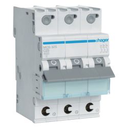 hager Leitungsschutzschalter, Sicherungsautomat, 3-polig, 6kA, C-Charakteristik, 25A... HAGER-MCS325 3250614315350 (Abb. 1)