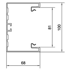 hager Brüstungskanal-Unterteil frontrast BRA 68x100mm, OT 80mm, aus Alu natureloxie... HAGER-BRA651001ELN 4012740834124 (Abb. 1)