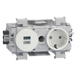 hager Steckdose 1-fach mit USB-Charger A+C 15W Wago Winsta Frontrastend verkehrsweiß... HAGER-GS16019016 4012740868457 (Abb. 1)