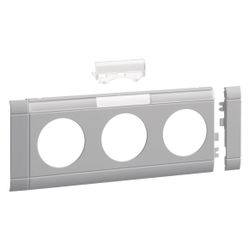 hager Blende 3-fach Steckdose zu Oberteil 80mm beschriftbar anreihbar hfr lichtgrau... HAGER-GB080317035 4012740909945 (Abb. 1)