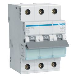 hager Leitungsschutzschalter 3 polig 6kA B-Charakteristik 6A 3 Module... HAGER-MBN306 3250614310379 (Abb. 1)