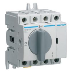 hager Lasttrennschalter 4polig 63A für Hutschiene oder Montageplatte... HAGER-HAB406 3250613140366 (Abb. 1)