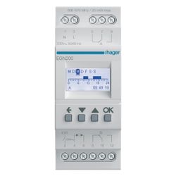 hager Digitale Multifunktions-Zeitschaltuhr für Hutschiene mit Bluetooth, 2-Kanal... HAGER-EGN200 3250617579919 (Abb. 1)