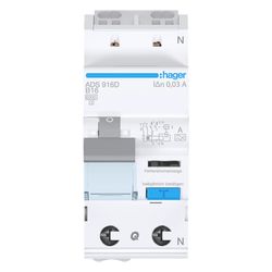 hager Fehlerstrom-Leitungsschutzschalter, FI/LS-Schalter, 1P+N 6kA B-16A 30mA Typ A... HAGER-ADS916D 3250611068143 (Abb. 1)