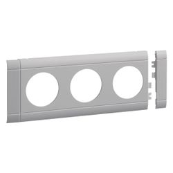hager Blende 3-fach Steckdose zu Oberteil 80mm anreihbar halogenfrei lichtgrau... HAGER-GB080307035 4012740909877 (Abb. 1)