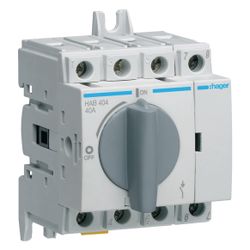 hager Lasttrennschalter 4polig 40A für Hutschiene oder Montageplatte... HAGER-HAB404 3250613140359 (Abb. 1)