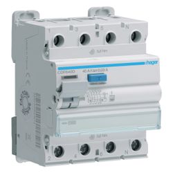 hager Fehlerstromschutzschalter / FI-Schalter, 4-polig, 10kA, 40A, 30mA, Typ F... HAGER-CDF640D 3250611621614 (Abb. 1)