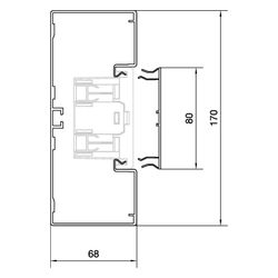 hager Brüstungskanal-Unterteil zu BRA, 68x170mm, f. Oberteil 80mm, aus Alu eloxiert... HAGER-BRA651701ELN 4012740834162 (Abb. 1)