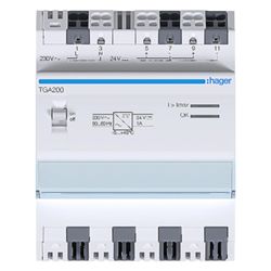 hager Spannungsversorgung 24 V DC 1A Reiheneinbau (REG), 4 PLE... HAGER-TGA200 3250615979964 (Abb. 1)