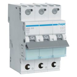 hager Leitungsschutzschalter 3 polig 6kA B-Charakteristik 6A QuickConnect 3 Module... HAGER-MBS306 3250614314858 (Abb. 1)