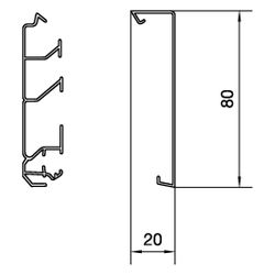 hager Sockelleistenkanal-Unterteil, PVC Recyclat 30% zu SL 20x80mm, 3 Kammern, schwarz... HAGER-SL200801 4012740894951 (Abb. 1)