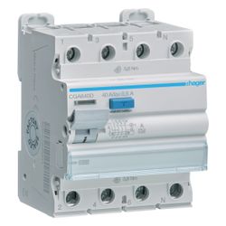 hager Fehlerstromschutzschalter 4 polig 10kA 40A 500mA Typ A... HAGER-CGA640D 3250611620884 (Abb. 1)