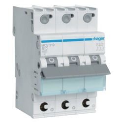 hager Leitungsschutzschalter 3 polig 6kA C-Charakteristik 10A Quick Connect 3 Module... HAGER-MCS310 3250614315312 (Abb. 1)