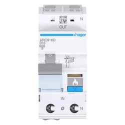 hager Fehlerlichtbogen-Schutzeinrichtung AFDD, mit LS-Schalter 1P+N 6kA B-16A 2M Typ A... HAGER-ARC916D 3250611012665 (Abb. 1)