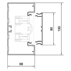 hager Brüstungskanal-Unterteil frontrast BRA 68x130mm, OT 80mm, aus Alu natureloxie... HAGER-BRA651301ELN 4012740834148 (Abb. 1)