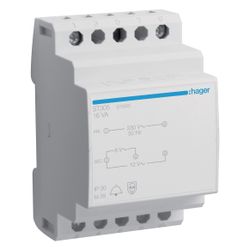 hager Klingeltrafo 230V / 8V und 12V 16VA 3PLE... HAGER-ST305 3250615703057 (Abb. 1)
