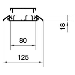 hager Aufbodenkanal, Kabelbrücke mit 2 Kammern aus Aluminium AKA 18x125 mm eloxiert... HAGER-AKA181250ELN 4012740878319 (Abb. 1)