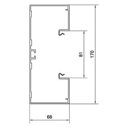 hager Brüstungskanal-Unterteil zu BRA, 68x170mm, f. Oberteil 80mm, aus Alu eloxiert... HAGER-BRA651701ELN 4012740834162 (Abb. 1)