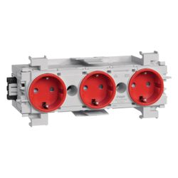 hager SCHUKO Dreifachsteckdose mit Wago Steck-/Klemmtechnik, Frontrastend verkehrsrot... HAGER-GS30013020 4012740851480 (Abb. 1)