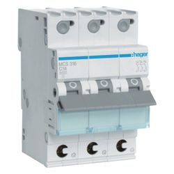 hager Leitungsschutzschalter, Sicherungsautomat, 3-polig, 6kA, C-Charakteristik, 16A... HAGER-MCS316 3250614315336 (Abb. 1)