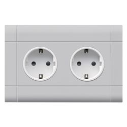 hager Blende 2-fach Steckdose zu Oberteil 80mm anreihbar halogenfrei lichtgrau... HAGER-GB080207035 4012740909617 (Abb. 1)