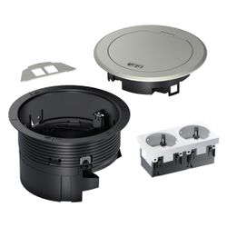 hager Bodensteckdose mit Metall-Klappdeckel silber, inkl. 2-fach Schuko-Steckdose... HAGER-BSR02D01 4012740028653 (Abb. 1)