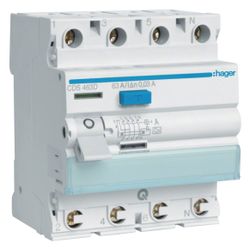 hager Fehlerstromschutzschalter / FI-Schalter, 4-polig, 6kA, 63A, 30mA, Typ A, QC... HAGER-CDS463D 3250611610878 (Abb. 1)