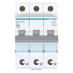 hager Leitungsschutzschalter 3 polig 6kA C-Charakteristik 40A QuickConnect 3 Module... HAGER-MCS340 3250614315374 (Abb. 1)