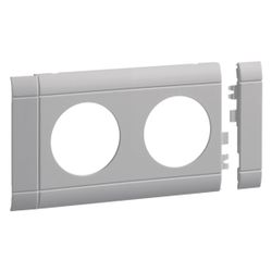 hager Blende 2-fach Steckdose zu Oberteil 80mm anreihbar halogenfrei lichtgrau... HAGER-GB080207035 4012740909617 (Abb. 1)